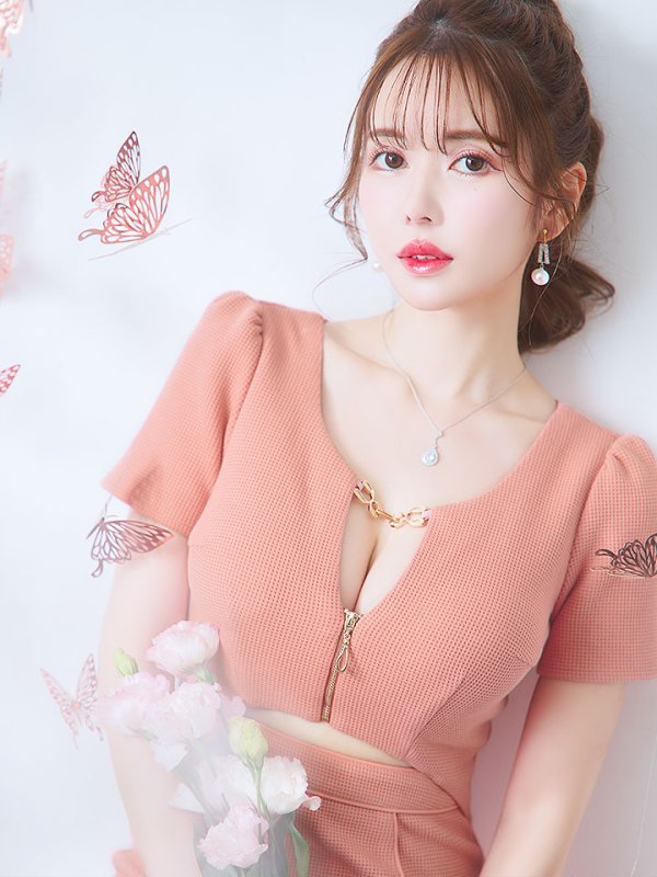 画像32: 新色&新サイズ登場!ワッフル/チェーン/ジップアップ/ボタン/谷間見せ/背中隠し/ミニドレス/キャバドレス【XS-XLサイズ/8カラー】[OF03-X] 【YN】dzw