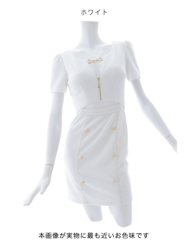 画像38: 新色&新サイズ登場!ワッフル/チェーン/ジップアップ/ボタン/谷間見せ/背中隠し/ミニドレス/キャバドレス【XS-XLサイズ/8カラー】[OF03-X] 【YN】dzw