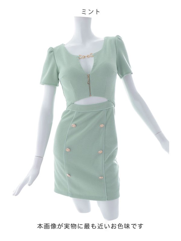 画像41: 新色&新サイズ登場!ワッフル/チェーン/ジップアップ/ボタン/谷間見せ/背中隠し/ミニドレス/キャバドレス【XS-XLサイズ/8カラー】[OF03-X] 【YN】dzw