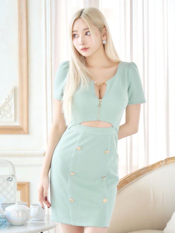 画像10: 新色&新サイズ登場!ワッフル/チェーン/ジップアップ/ボタン/谷間見せ/背中隠し/ミニドレス/キャバドレス【XS-XLサイズ/8カラー】[OF03-X] 【YN】dzw