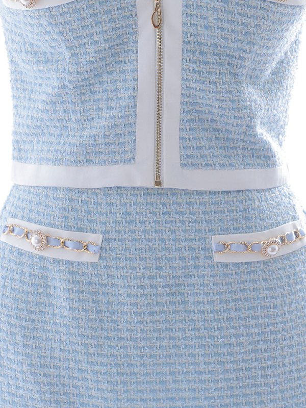 画像29: 新色登場!セットアップツイード/キャミソール/ノースリーブ/パール/ビジュー/チェーン/ジップアップ/谷間見せ/背中見せ/ミニドレス/キャバドレス/【XS-Mサイズ/2カラー】[OF03] 【YN】dzw