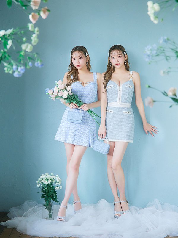 画像8: 新色登場!セットアップツイード/キャミソール/ノースリーブ/パール/ビジュー/チェーン/ジップアップ/谷間見せ/背中見せ/ミニドレス/キャバドレス/【XS-Mサイズ/2カラー】[OF03] 【YN】dzw