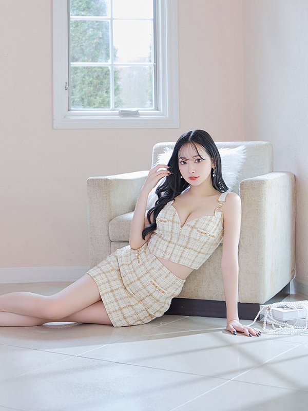 画像19: 新色登場!セットアップツイード/キャミソール/ノースリーブ/パール/ビジュー/チェーン/ジップアップ/谷間見せ/背中見せ/ミニドレス/キャバドレス/【XS-Mサイズ/2カラー】[OF03] 【YN】dzw