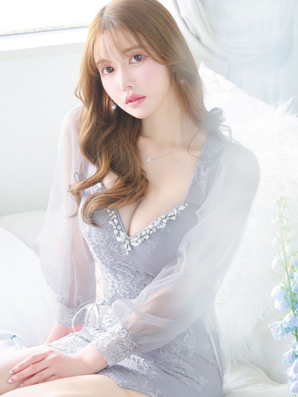 画像15: 【送料無料！】セットアップミニドレス/2ピース/チュール袖/キャバドレス/ワンカラー/谷間見せ/サイドシアー/レースアップ【XS-Lサイズ/4カラー】[OF03] 【YN】dzj