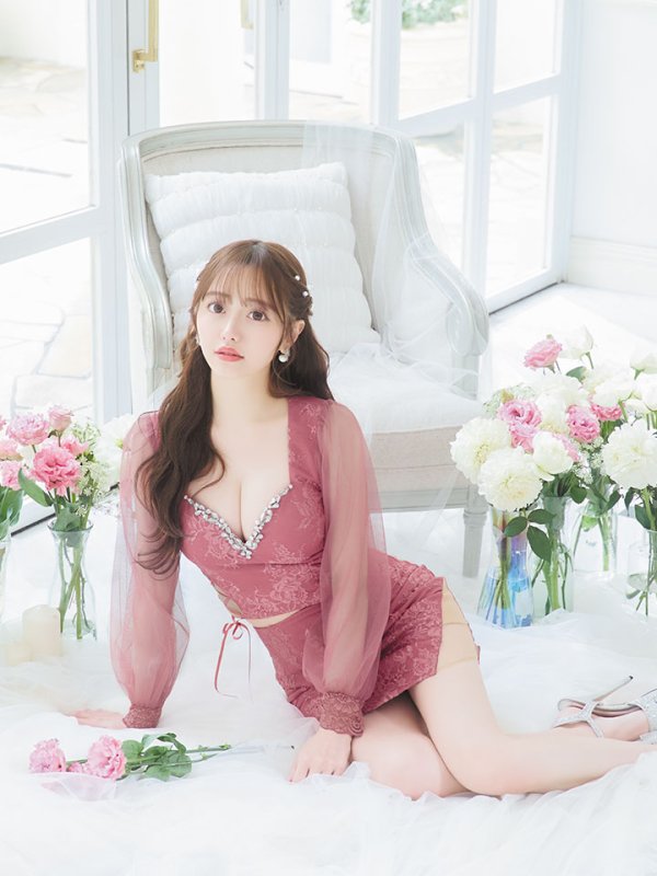 画像19: 【送料無料！】セットアップミニドレス/2ピース/チュール袖/キャバドレス/ワンカラー/谷間見せ/サイドシアー/レースアップ【XS-Lサイズ/4カラー】[OF03] 【YN】dzj