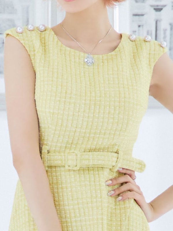 画像4: ベルト付ツイードノースリーブミニワンピース/キャバドレス【XS-Mサイズ/1カラー】[OF03] 【YN】dzc