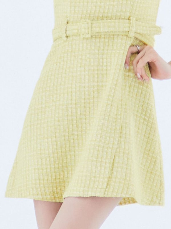 画像5: ベルト付ツイードノースリーブミニワンピース/キャバドレス【XS-Mサイズ/1カラー】[OF03] 【YN】dzc