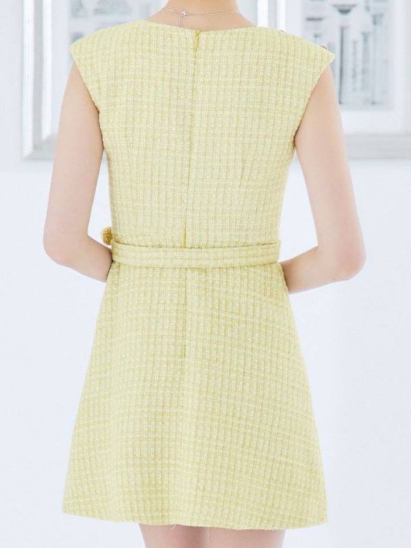 画像6: ベルト付ツイードノースリーブミニワンピース/キャバドレス【XS-Mサイズ/1カラー】[OF03] 【YN】dzc