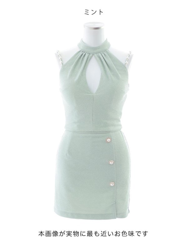 画像35: 再入荷！セットアップラメドレス/ホルターネック/ビジュー/スリット/ボタン/タイト/アメスリ/アメリカンスリーブ/ミニドレス/ キャバドレス【XS-Mサイズ/4カラー】[OF03-X] 【YN】dzw