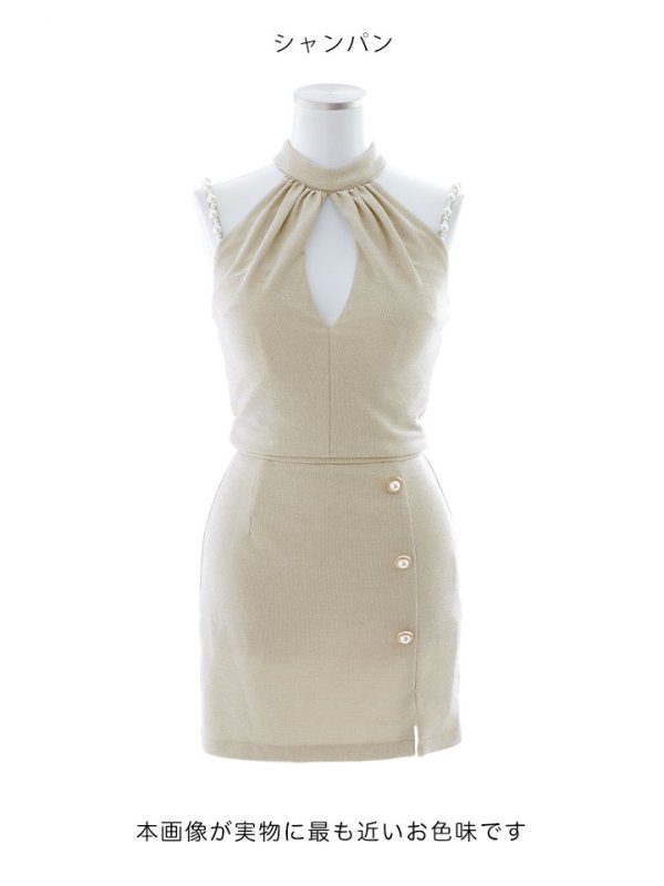 画像36: 再入荷！セットアップラメドレス/ホルターネック/ビジュー/スリット/ボタン/タイト/アメスリ/アメリカンスリーブ/ミニドレス/ キャバドレス【XS-Mサイズ/4カラー】[OF03-X] 【YN】dzw