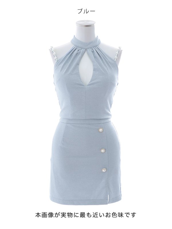 画像34: 再入荷！セットアップラメドレス/ホルターネック/ビジュー/スリット/ボタン/タイト/アメスリ/アメリカンスリーブ/ミニドレス/ キャバドレス【XS-Mサイズ/4カラー】[OF03-X] 【YN】dzw