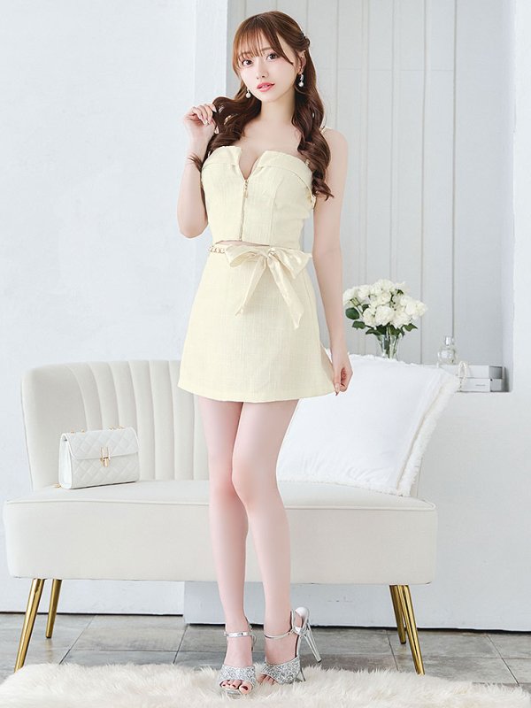 画像6: 【送料無料!】【即日発送】新色登場!ツイードセットアップキャミドレス/2ピース/リボン/パール/ジップ/チェーン/キャバドレス/ミニドレス【XS-Lサイズ/5カラー】[OF03] 【YN】dzw