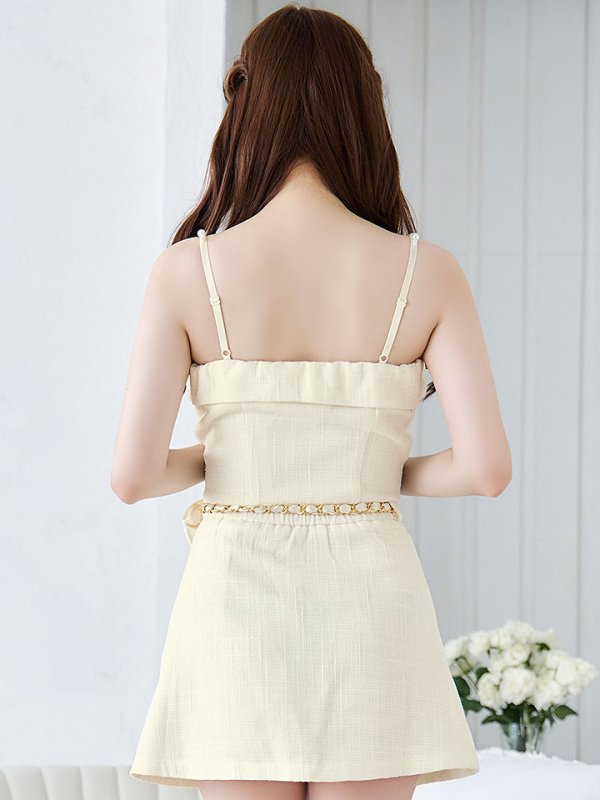 画像10: 【送料無料!】【即日発送】新色登場!ツイードセットアップキャミドレス/2ピース/リボン/パール/ジップ/チェーン/キャバドレス/ミニドレス【XS-Lサイズ/5カラー】[OF03] 【YN】dzw