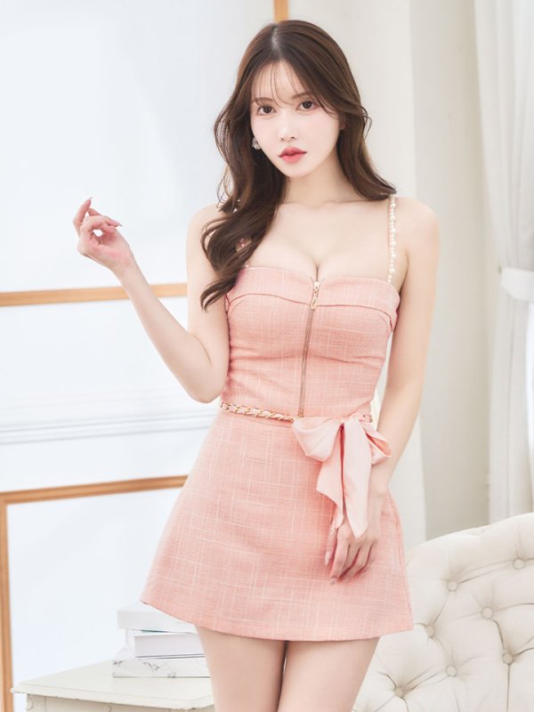 画像7: 【送料無料!】新色登場!ツイードセットアップキャミドレス/2ピース/リボン/パール/ジップ/チェーン/キャバドレス/ミニドレス【XS-Lサイズ/5カラー】[OF03] 【YN】dzw【一部予約商品/12月上旬発送予定】