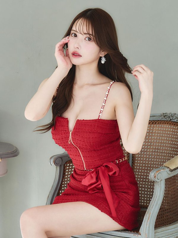 画像31: 【送料無料!】新色登場!ツイードセットアップキャミドレス/2ピース/リボン/パール/ジップ/チェーン/キャバドレス/ミニドレス【XS-Lサイズ/5カラー】[OF03] 【YN】dzw【一部予約商品/12月上旬発送予定】