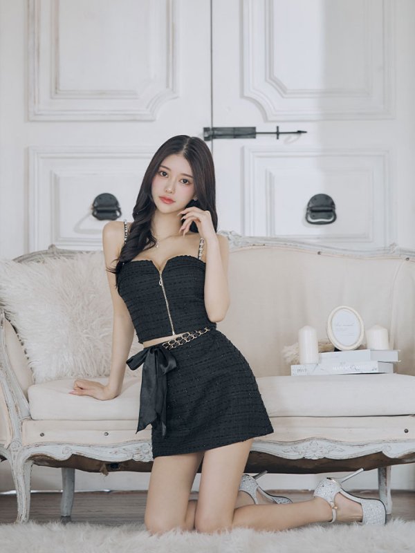 画像35: 【送料無料!】新色登場!ツイードセットアップキャミドレス/2ピース/リボン/パール/ジップ/チェーン/キャバドレス/ミニドレス【XS-Lサイズ/5カラー】[OF03] 【YN】dzw【一部予約商品/12月上旬発送予定】