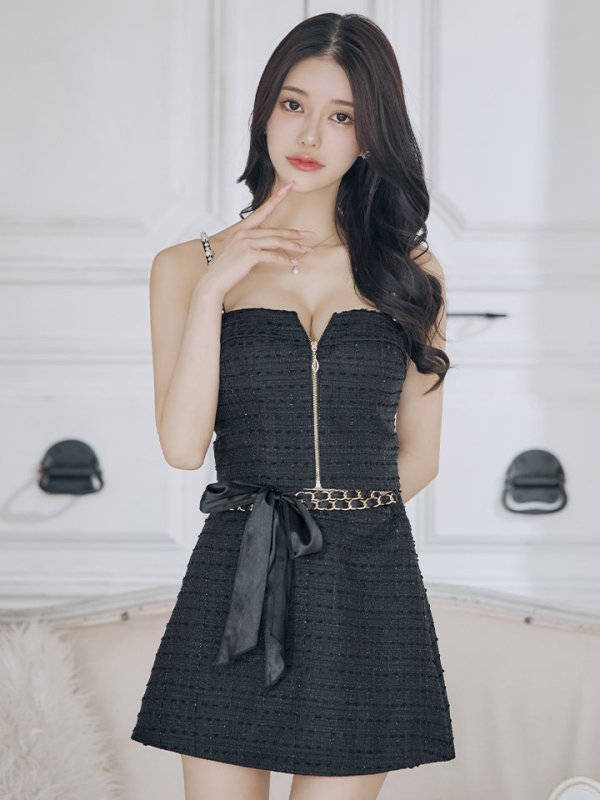 画像36: 【送料無料!】新色登場!ツイードセットアップキャミドレス/2ピース/リボン/パール/ジップ/チェーン/キャバドレス/ミニドレス【XS-Lサイズ/5カラー】[OF03] 【YN】dzw【一部予約商品/12月上旬発送予定】