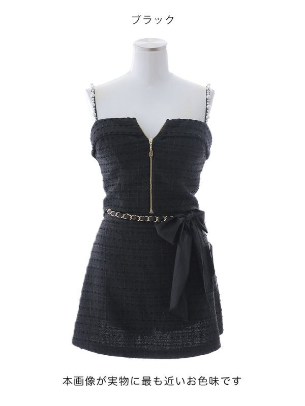 画像42: 【送料無料!】新色登場!ツイードセットアップキャミドレス/2ピース/リボン/パール/ジップ/チェーン/キャバドレス/ミニドレス【XS-Lサイズ/5カラー】[OF03] 【YN】dzw【一部予約商品/12月上旬発送予定】