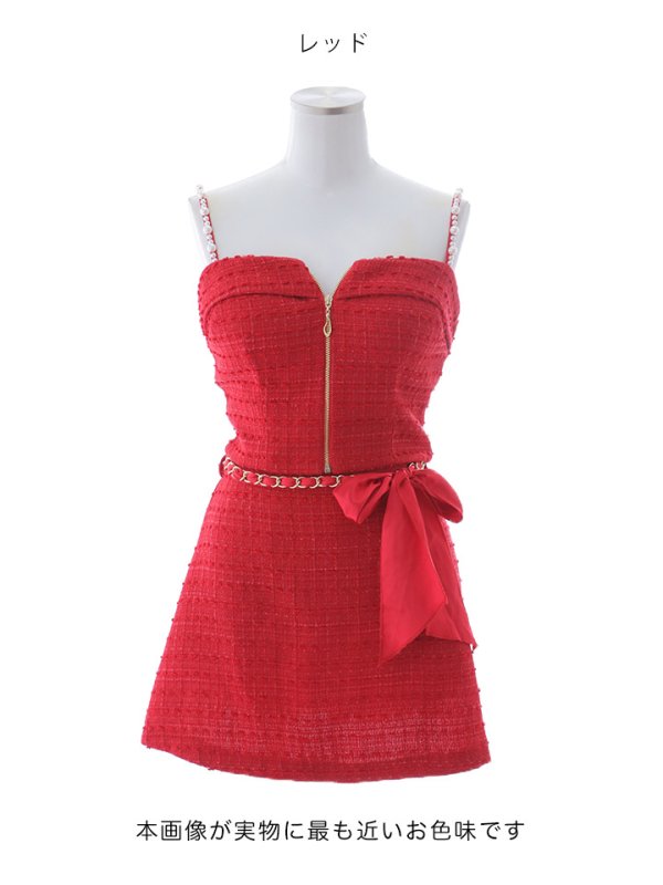 画像41: 【送料無料!】新色登場!ツイードセットアップキャミドレス/2ピース/リボン/パール/ジップ/チェーン/キャバドレス/ミニドレス【XS-Lサイズ/5カラー】[OF03] 【YN】dzw【一部予約商品/12月上旬発送予定】