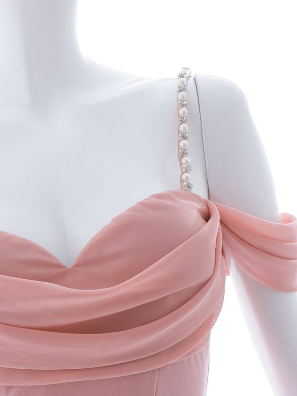 画像15: 新サイズ追加!キャミソールドレス/シフォン/オフショルダー/ベアトップ/パール紐/谷間見せ/背中見せ/ミニドレス/キャバドレス【XS-Lサイズ/2カラー】[OF03] 【YN】dzj