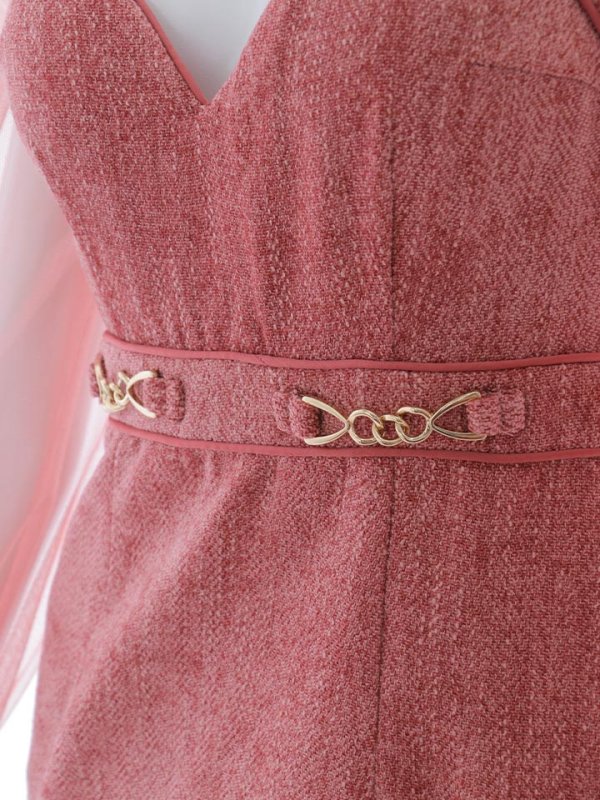 画像32: 【送料無料！】チュール袖ウエストベルトツイードミニドレス/キャバドレス【S-Lサイズ/3カラー】[OF03-X] 【YN】dzc