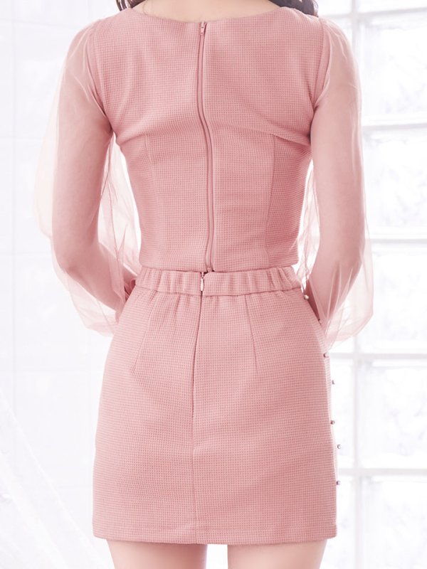 画像8: 【送料無料！】フロントジップセットアップミニドレス/2ピース/チュール袖/谷間見せ/ミニドレス/キャバドレス【XS-Lサイズ/3カラー】[OF03-X] 【YN】dzw