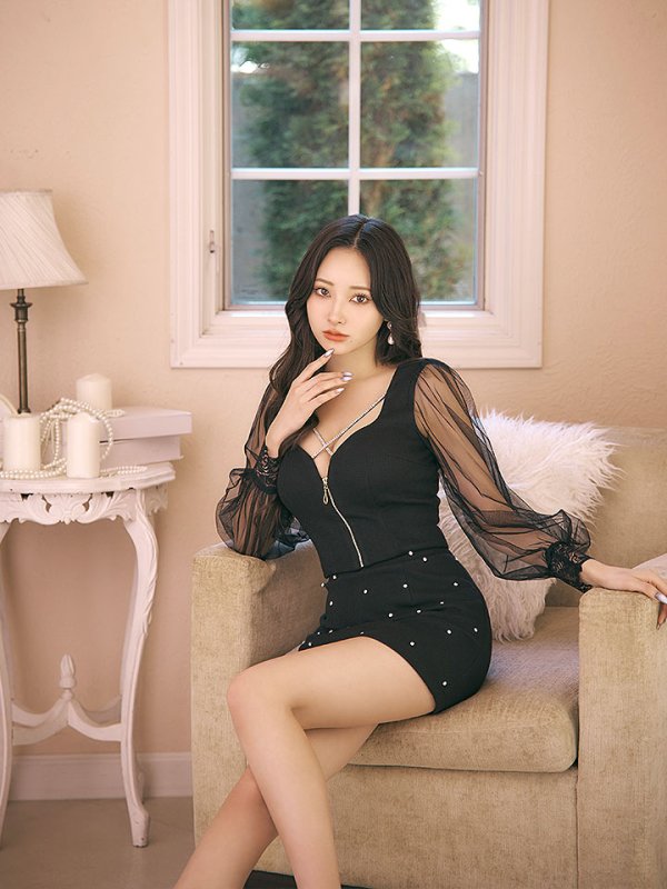 画像18: 【送料無料！】フロントジップセットアップミニドレス/2ピース/チュール袖/谷間見せ/ミニドレス/キャバドレス【XS-Lサイズ/3カラー】[OF03-X] 【YN】dzw【一部予約商品/11月中旬発送予定】