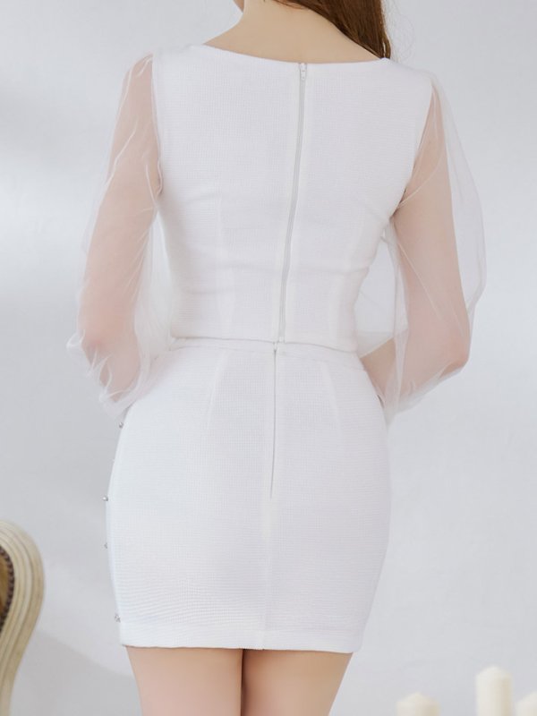 画像8: 【送料無料！】フロントジップセットアップミニドレス/2ピース/チュール袖/谷間見せ/ミニドレス/キャバドレス【XS-Lサイズ/3カラー】[OF03-X] 【YN】dzw【一部予約商品/11月中旬発送予定】