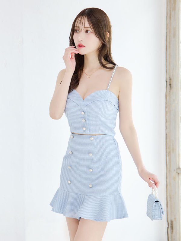 画像5: ビジューキャミソールセットアップドレス/マーメイド/谷間見せ/背中見せ/ミニドレス/キャバドレス【XS-Mサイズ/1カラー】[OF03] 【YN】dzj