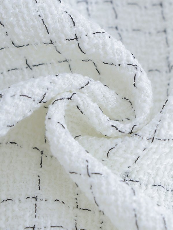 画像18: ツイードチェックドレス/パール/ボタン/マーメイドスカート/チュールスリーブ/刺繍レース/谷間見せ/背中隠し/ミニドレス/キャバドレス【XS-Lサイズ/1カラー】[OF03] 【YN】dzc