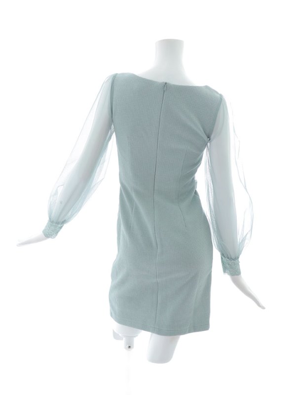 画像19: チュール袖タイトミニドレス/谷間見せ/背中隠し/長袖/ボタン/スリット/チュール/タイト/ミニドレス/キャバドレス【XS-Mサイズ/2カラー】[OF03-U] 【YN】dzw