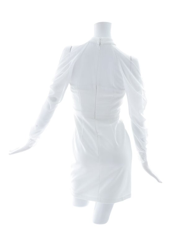 画像18: シフォン袖タイトミニドレス/谷間見せ/背中見せ/長袖/ボタン/スリット/アメスリ/オフショルダー/タイト/ミニドレス/キャバドレス【S-Mサイズ/2カラー】[OF03-U] 【YN】dzw