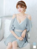 シフォンセットアップドレス/谷間見せ/背中見せ/キャミソール/キャバドレス/ミニドレス【XS-Mサイズ/2カラー】[OF03-U] 【YN】dzj