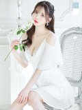 シフォンセットアップドレス/谷間見せ/背中見せ/キャミソール/キャバドレス/ミニドレス【XS-Mサイズ/2カラー】[OF03-U] 【YN】dzj