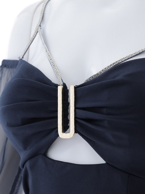 画像39: ワンカラービジュードレス/チュール袖/シアー/スリット/透け/谷間見せ/背中隠し/ミニドレス/キャバドレス【XS-XLサイズ/5カラー】[OF03] 【YN】dzw