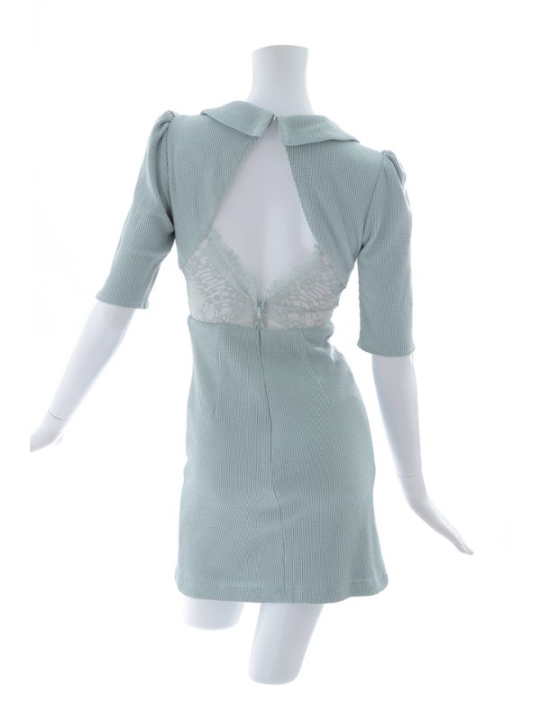 画像23: ワッフルテーラードドレス/レース/谷間見せ/背中魅せ/ミニドレス/キャバドレス【S-Lサイズ/1カラー】[OF03] 【YN】dzj