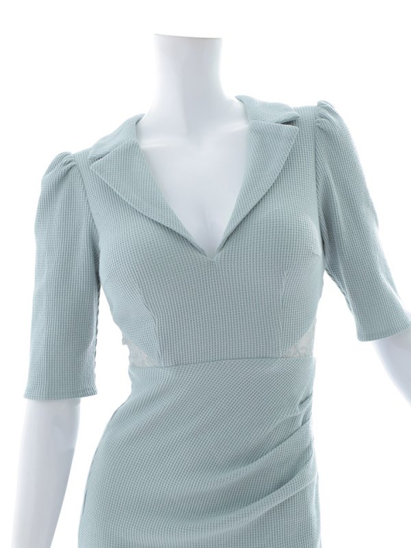 画像24: ワッフルテーラードドレス/レース/谷間見せ/背中魅せ/ミニドレス/キャバドレス【S-Lサイズ/1カラー】[OF03] 【YN】dzj