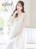 【送料無料！】【sifeel/シフィール】レースレイヤードワンピース/ノースリーブ/ジップアップ/スパンコール/Vネック/透け感/谷間見せ/背中見せ/ミディアムドレス/キャバドレス【XS-Lサイズ/2カラー】[OF03-X] 【YN】dzw