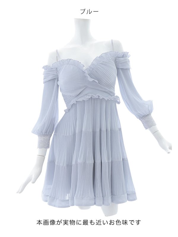 画像13: 【送料無料!】シフォンドレスワンピース/フレアー/レイヤード/刺繍/透け感/谷間見せ/背中見せ/ミニドレス/キャバドレス【S-Mサイズ/2カラー】[OF03]【YN】dzw