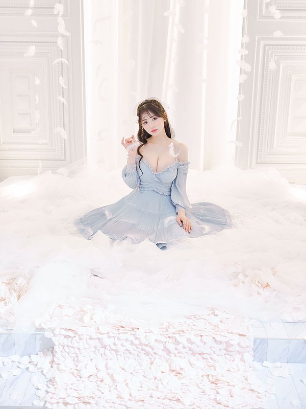 画像8: 【送料無料!】シフォンドレスワンピース/フレアー/レイヤード/刺繍/透け感/谷間見せ/背中見せ/ミニドレス/キャバドレス【S-Mサイズ/2カラー】[OF03]【YN】dzw