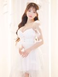 レースワンピースドレス/レイヤード/透け感/谷間見せ/背中見せ/ミニドレス/キャバドレス【XS-Lサイズ/1カラー】[OF03-U] 【YN】dzk