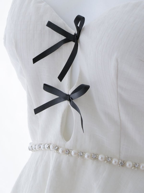 画像26: フロントリボンキャミソールフレアドレス/ビジュー/谷間見せ/背中見せ/ミニドレス/キャバドレス【XS-Mサイズ/1カラー】[OF03] 【YN】dzk