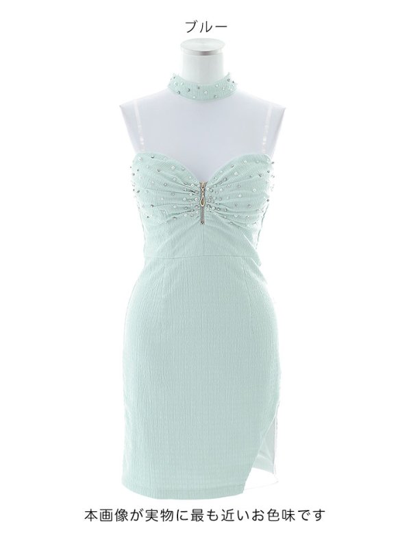 画像14: ハーフジップドレス/パール/ビジュー/ベアトップ/ノースリーブ/谷間見せ/背中見せ/ミニドレス/キャバドレス【XS-Mサイズ/1カラー】[OF03-U] 【YN】dzy