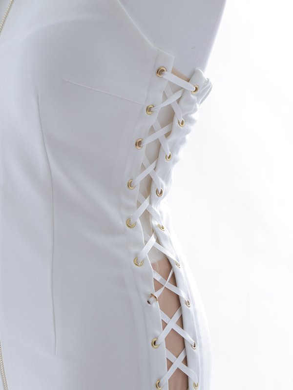 画像25: ホルターネック/サイドシアー/レースアップ/フロントファスナー/谷間魅せ/ミニドレス/キャバドレス【S-Mサイズ/2カラー】[OF03-U] 【YN】dzj