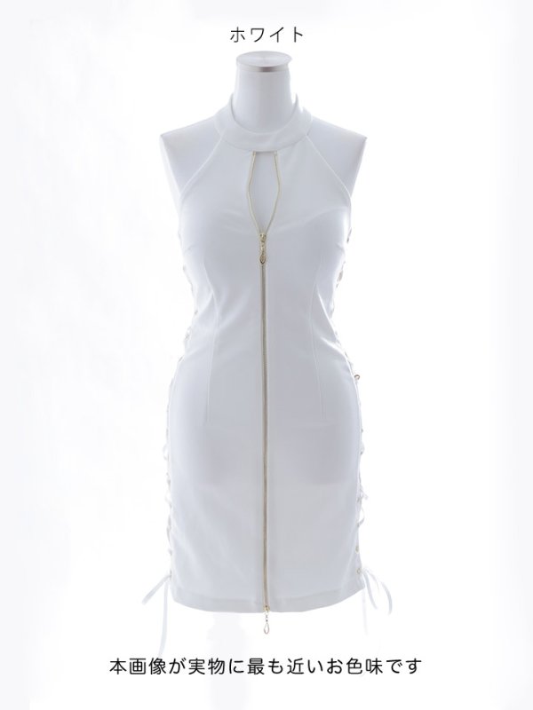 画像19: ホルターネック/サイドシアー/レースアップ/フロントファスナー/谷間魅せ/ミニドレス/キャバドレス【S-Mサイズ/2カラー】[OF03-U] 【YN】dzj