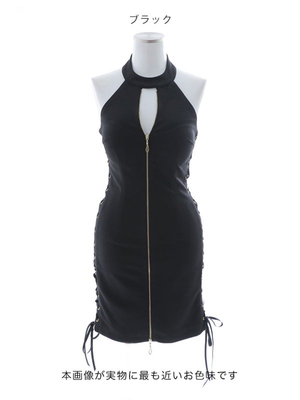 画像20: ホルターネック/サイドシアー/レースアップ/フロントファスナー/谷間魅せ/ミニドレス/キャバドレス【S-Mサイズ/2カラー】[OF03-U] 【YN】dzj