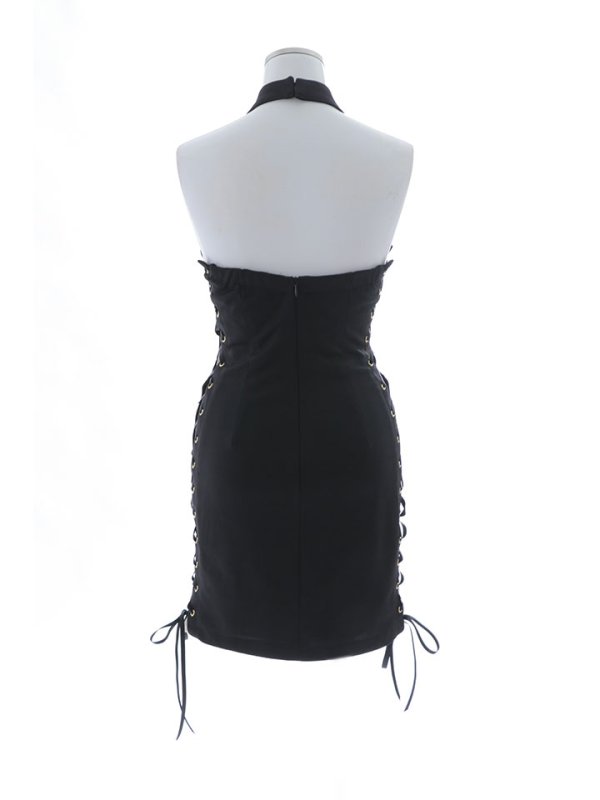 画像22: ホルターネック/サイドシアー/レースアップ/フロントファスナー/谷間魅せ/ミニドレス/キャバドレス【S-Mサイズ/2カラー】[OF03-U] 【YN】dzj