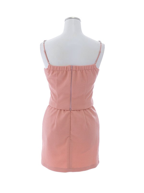 画像14: ワッフルセットアップドレス/ノースリーブ/ビジュー紐/谷間見せ/背中見せ/スリット/ミニドレス/キャバドレス【XS-Mサイズ/1カラー】[OF03]【YN】dzw