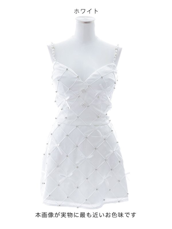 画像18: 【送料無料！】キャミソールドレス/セットアップ/リボン/ビジュー/谷間見せ/背中見せ/ミニドレス/キャバドレス【XS-Mサイズ/2カラー】[OF03-U] 【YN】dzk