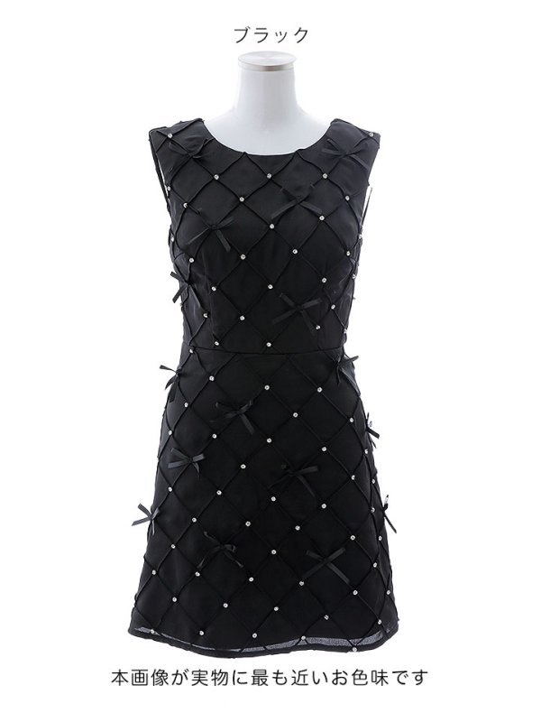 画像25: 【送料無料！】ノースリーブワンピースドレス/リボン/ビジュー/胸元隠し/背中隠し/Aラインスカート/ミニドレス/キャバドレス【XS-Mサイズ/2カラー】[OF03-U]  【YN】dzk